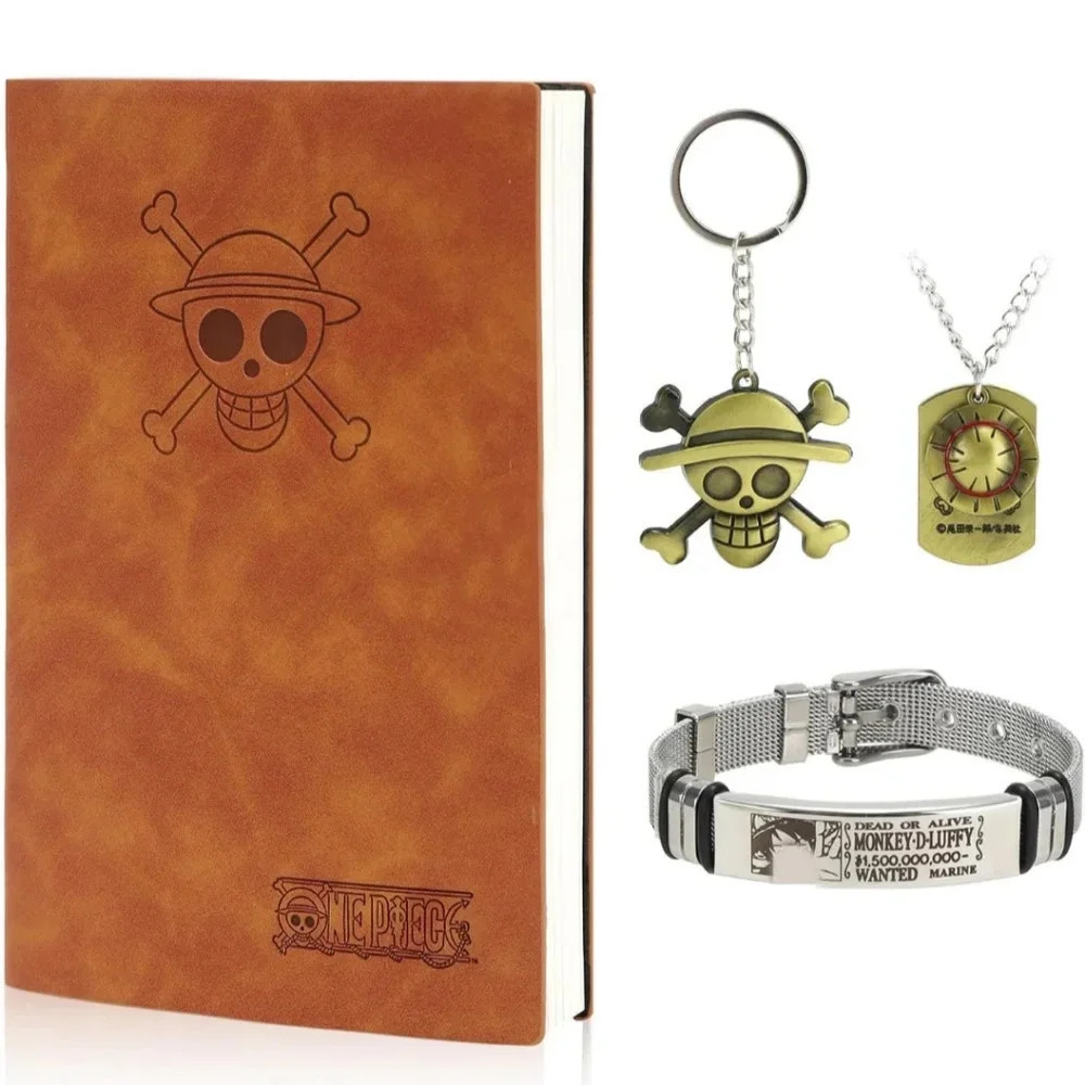 4 PCS OnePiece Luffy Notebook Anime Set (Straw Hat Pirates Jolly Roger Anime Not